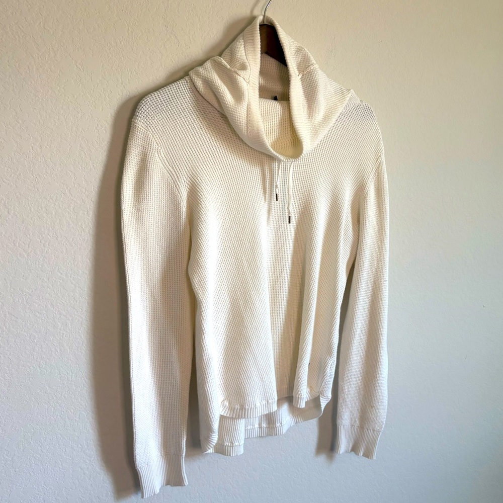Lauren Ralph Lauren Mock Neck Waffle Knit Cream Sweater Size Large